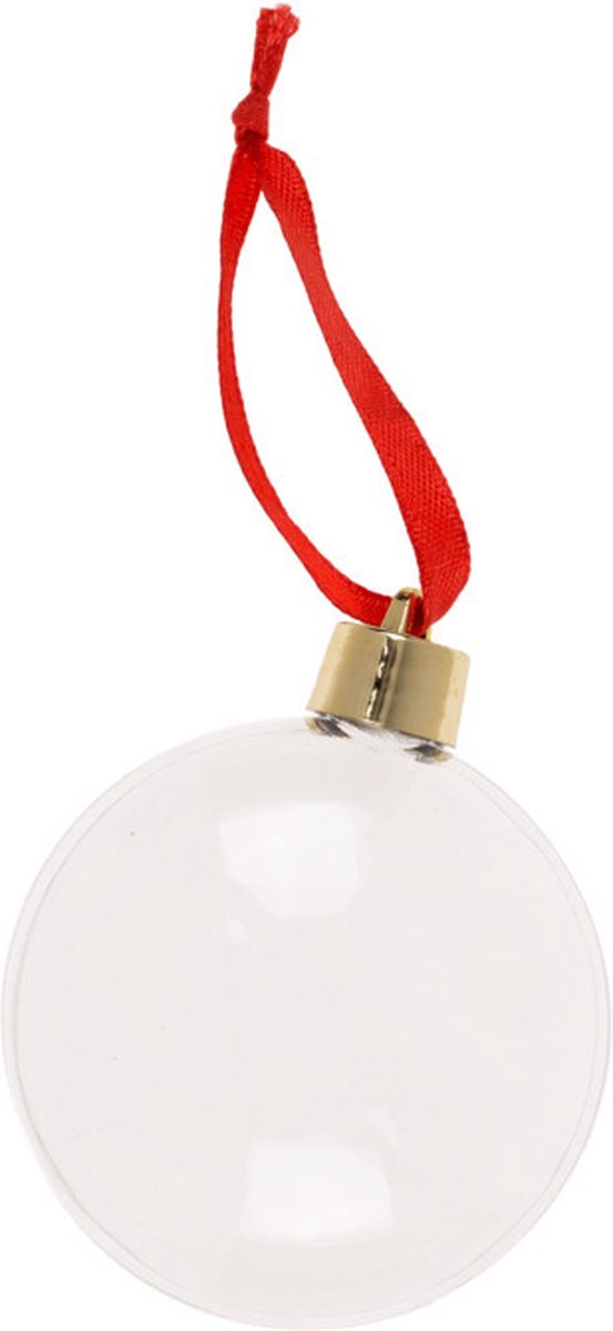 Transparante DIY kerstbal met kleurplaat sjablonen en vulbaar - 9 cm.