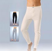 Lange Winter Onderbroek voor heren – legging met gulp – 100% katoen - Zwart- L