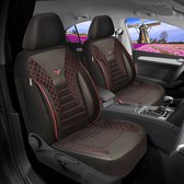 Housses de siège de voiture pour Ford Fiesta MK 7 2008-2016 en coupe, lot de 2 pièces côté conducteur 1 + 1 côté passager PS - série - PS702 - Zwart/ couture rouge