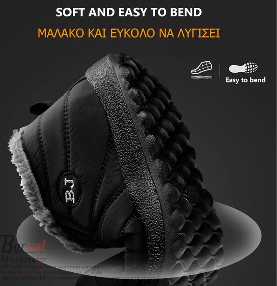 Borvat® - Unisex Schoenen - Winter Sneakers - Lichtgewicht Winterschoenen - Heren / Dames - Vrijetijdsschoenen Met Bont - Zwart - Maat 35 - Borvat®