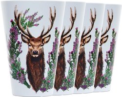 "Set Picknick/Camping Bekers RPET - Wild Stag Hert - 4 Stuks - Duurzaam en Herbruikbaar - 450ml - Perfect voor Buitenactiviteiten"