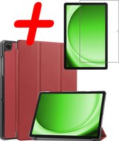 Samsung Galaxy Tab A9 Plus Cover Case Tablet Case Tri-fold avec protecteur d'écran - Samsung Galaxy Tab A9 Plus Case Hard Cover Bookcase Cover - Rouge foncé