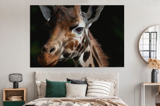 Peintures sur toile - Gros plan d'une girafe - 150x100 cm - Décoration murale