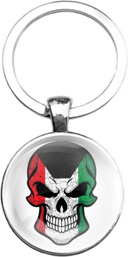 Hanger schedel met zwarte ogen bezet met zirkonia's - De Goud Winkel