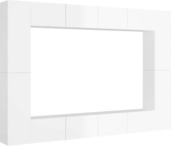 vidaXL-8-delige-Tv-meubelset-spaanplaat-hoogglans-wit