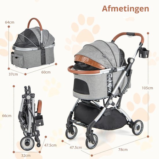 Hondenbuggy inklapbaar - zwart - hondenwagen stroller hond kat Hondenbuggy inklapbaar - zwart - hondenwagen stroller hond kat