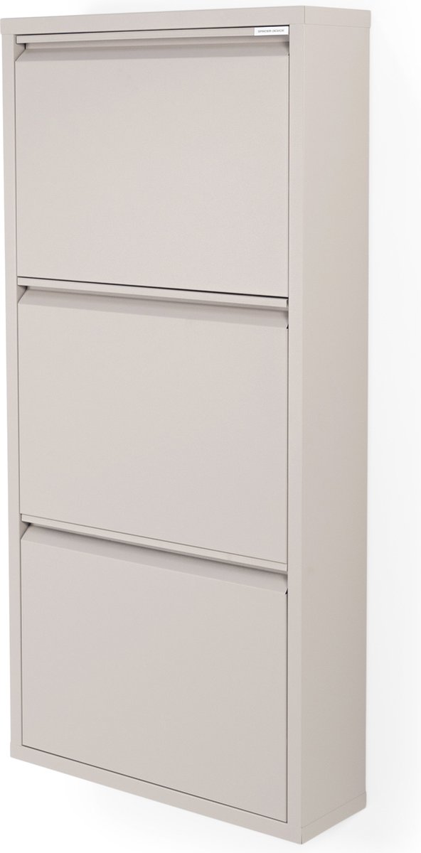 Spinder Design schoenenkast Billy 3 - Silky Taupe - 6 paar schoenen - Staal