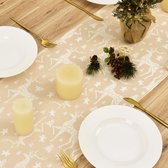 Tafelloper Kerstmis beige linnen modern tafelloper vuilafstotend hittebestendig tafelkleed wasbaar tafelloper met elandpatroon tafeldecoratie voor eetkamer keuken feest 183 x 35 cm