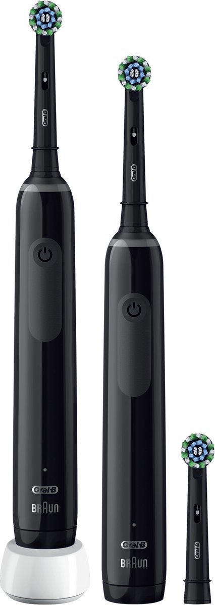 Afbeelding 2 van Oral-B Pro 3 3900 Duo - 2 x Zwarte Elektrische Tandenborstel - met extra opzetborstel
