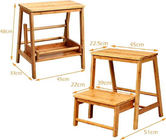 GIANTEX Step Stool 2 Steps, Ladder Chair Solid Wood GIANTEX Step Stool 2 Steps, Ladder Chair Solid Wood