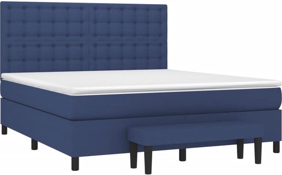 vidaXL - Sommier tapissier - avec - matelas - tissu - bleu - 160x200 - cm