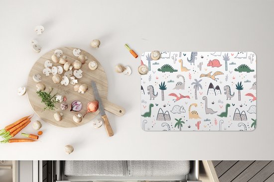 Set de table - Napperons en plastique - Motifs - Dino - Arbre - Garçon - Garçons - Enfants - Kids - 45x30 cm - 6 pièces - Résistant à la chaleur - Antidérapant - Sous-couche - Amovible