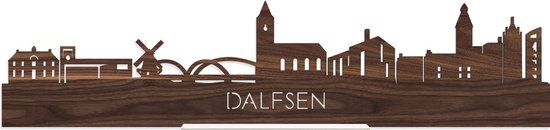 Standing Skyline Dalfsen Notenhout - 60 cm - Woondecoratie design - Decoratie om neer te zetten en om op te hangen - Meer steden beschikbaar - Cadeau voor hem - Cadeau voor haar - Jubileum - Verjaardag - Housewarming - Interieur - WoodWideCities