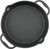 Gietijzeren grillpan, gietijzeren pan met twee handgrepen en twee schenktuiten, serveerpan, pan (diameter 20 cm)