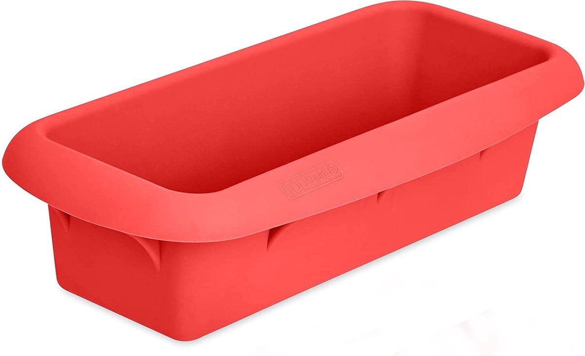 Nieuwe GOURMEO siliconen bakvorm rood - voor cake en brood - met anti-aanbaklaag, lengte: 22cm