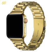Geschikt voor Apple Watch bandje - RVS Schakelband - Goud - 38/40/41mm - Voor iWatch 1,2,3,4,5,6,7,8,9,SE