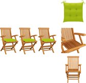 vidaXL Teakhouten Tuinstoelenset - 3 stoelen - 55 x 60 x 89 cm - Houten stoelen inklapbaar - Met kussens - Tuinstoel