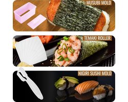 Sushi Making Kit 22 stuks - Sushi Chef Mes, 2 Sushi Rolling Mats, Onigiri Mould, Rijstbal Maker met lepel, Musubi Press Mould, Temaki Roller, Nigiri