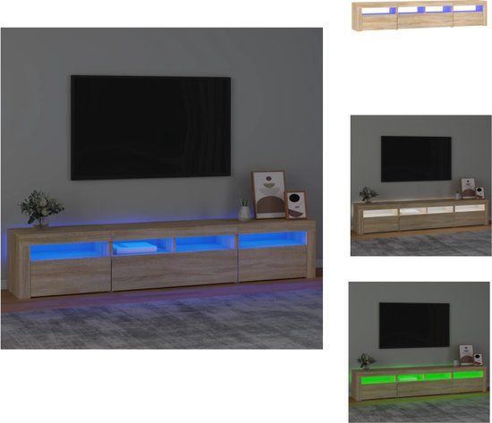 vidaXL TV-meubel - Joy - Hout - 210x35x40 cm - RGB LED-verlichting - Kast