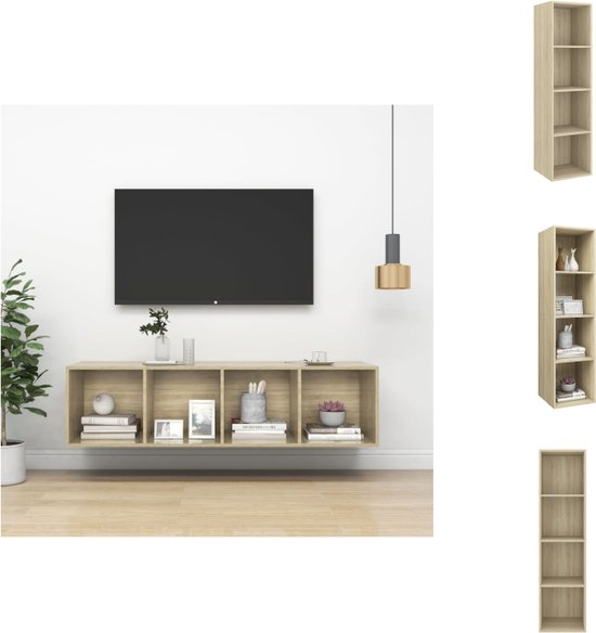 vidaXL Tv-meubel - Televisiewandmeubel - 37 x 37 x 142.5 cm - Sonoma eiken - Kast