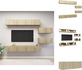 vidaXL Televisiemeubelset Hangend - Spaanplaat - Sonoma eiken - 4x 100x30x30 cm - 2x 80x30x30 cm - Kast