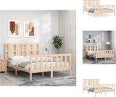 vidaXL Massief grenenhouten bedframe - 195.5 x 125.5 x 100 cm - multiplex lattenbodem - Bed