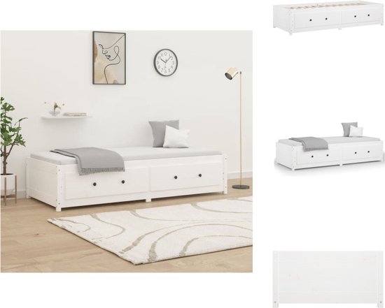 vidaXL Slaapbank Grenenhout - Bed en Bank in één - Wit - 195.5 x 95.5 x 44 cm - Bedframe zonder matras - Bed