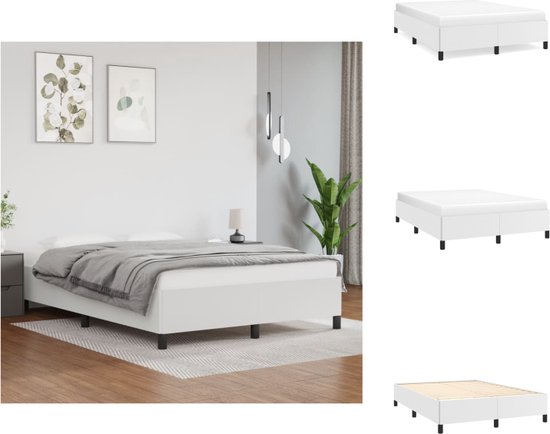 vidaXL Bedframe - Kunstleer - Wit - 193 x 143 x 35 cm - Stabiel en Duurzaam - Bed