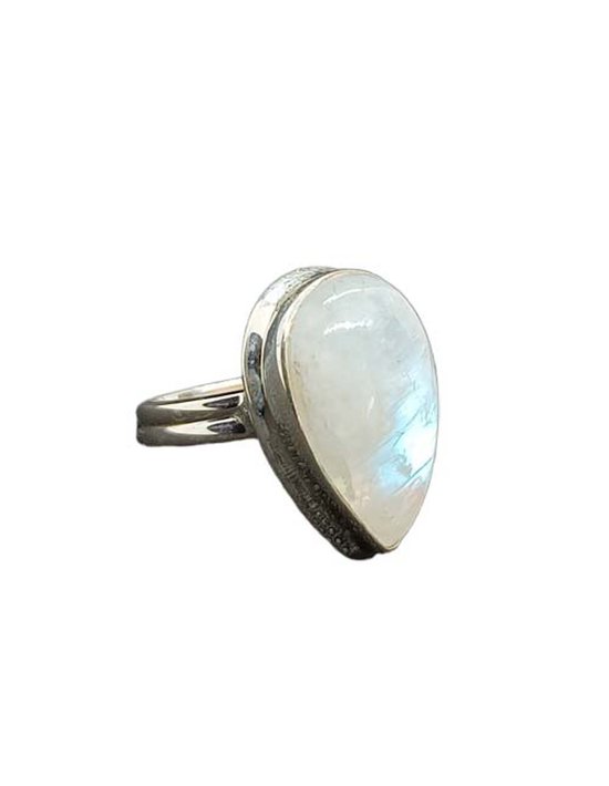 Stones & Bones® - Maansteen Regenboog ring verstelbaar 925 zilver