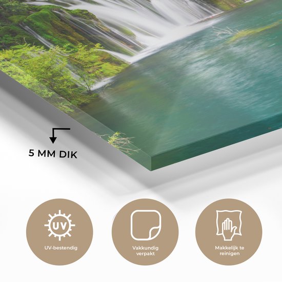 Nature verdoyante au-dessus des chutes d'eau dans le parc national d'Erawan Plexiglas 120x80 cm - Tirage photo sur verre (décoration murale en plexiglas)