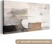 Canvas Schilderij Abstracte kunst - Industrieel - Wit - Grijs - 160x80 cm - Wanddecoratie