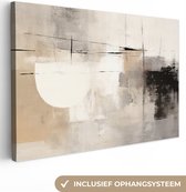 Canvas schilderij abstract 140x90 cm - Abstracte moderne wandkunst - Huis decoratie woonkamer modern - Keuken muur schilderijen - Wanddecoratie accessoires - Kamer interieur decoraties industrieel - Wanddoek grijs - Wall decoration