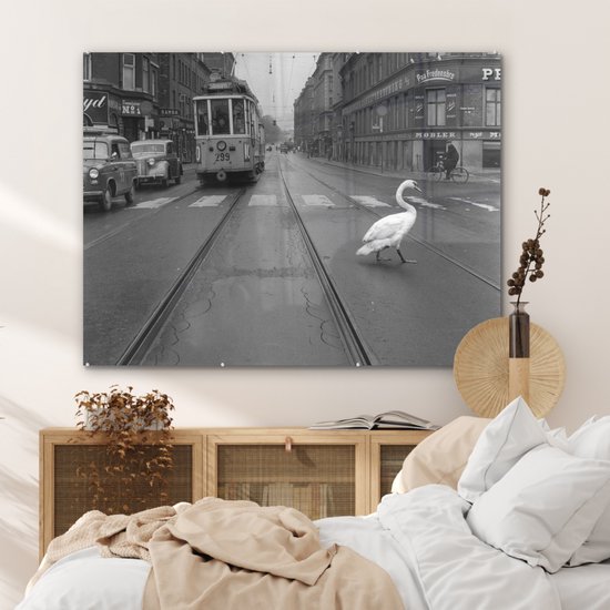 MuchoWow® Peinture sur verre 120x90 cm - Peinture sur verre acrylique - Traversée de cygne - Photo sur verre - Peintures