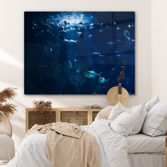 MuchoWow® Peinture sur verre - Pêche dans un aquarium en Norvège - 160x120 cm - Peintures sur verre acrylique - Photo sur Glas