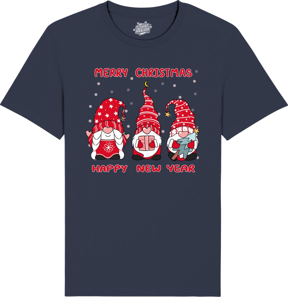 Christmas Gnomies - Foute kersttrui kerstcadeau - Dames / Heren / Unisex Kleding - Grappige Kerst Outfit - T-Shirt - Unisex - Navy Blauw - Maat 3XL