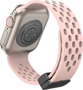 Siliconen bandje - geschikt voor Apple Watch series 1/2/3/4/5/6/7/8/9/SE/SE 2/Ultra/Ultra 2 met case size 42 mm / 44 mm / 45 mm / 49 mm - Roze