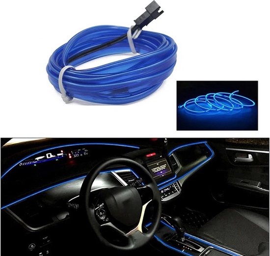 LED Strip - Auto Interieur Verlichting - USB Plug - Blauw - 1 Meter