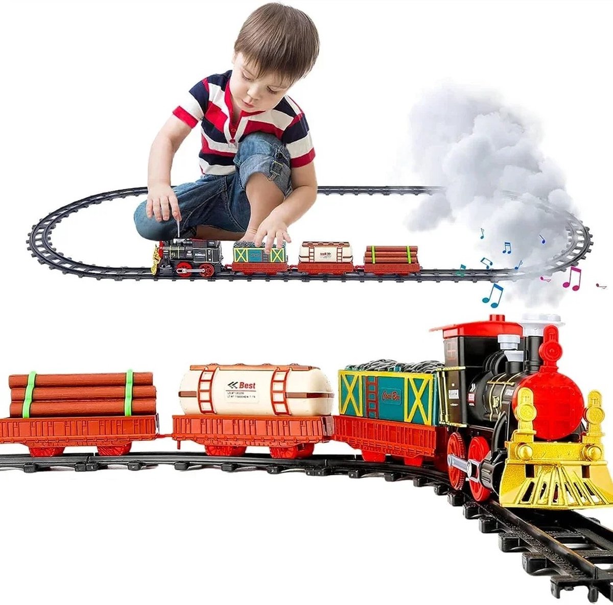 Train de Locomotives à Piles Connexion Magnétique , Train Electrique  Enfant, Train en Bois, Train Jouet pour Voie Ferrée en