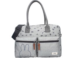 Nijntje Miffy 'Chase Your Dreams' Luiertas - Inclusief Bijpassend Verschoningsmatje - Lichtgrijs - 40x28x16 cm (18 Ltr.)