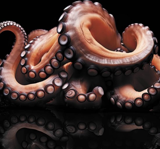 Foto: Octopus 120x65cm plexiglas decoratie oceaan dieren kunst woninginrichting onderwater zwart