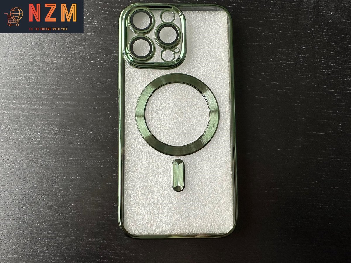 Nzm16 Voor 15 Pro Max Case Hoesje Luxe Plating Groen Magnetische Voor Draadloze Opladen Cover
