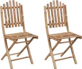 The Living Store Buitenstoelen - Bamboe - Inklapbaar - Groene kussens - 50x42x92 cm - Montage vereist