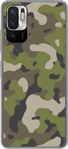 Geschikt voor Xiaomi Redmi Note 10 5G hoesje - Camouflage patroon met militaire kleuren - Siliconen Telefoonhoesje