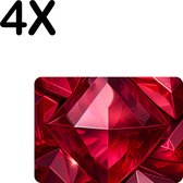 BWK Flexibele Placemat - Prachtige Rode Robijn - Ruby - Edelsteen - Set van 4 Placemats - 35x25 cm - PVC Doek - Afneembaar