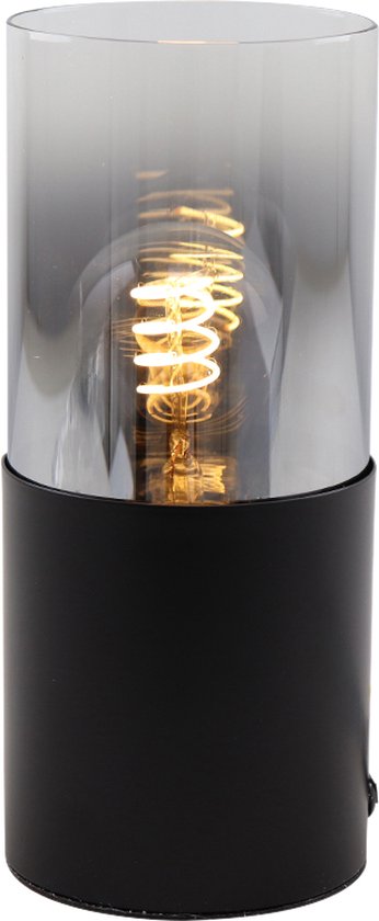 Olucia Huy - Moderne Tafellamp - Glas/Metaal - Grijs;Zwart