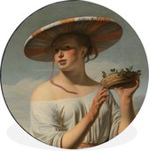 Fille au chapeau large - Peinture de César Boëtius van Everdingen Cercle mural aluminium