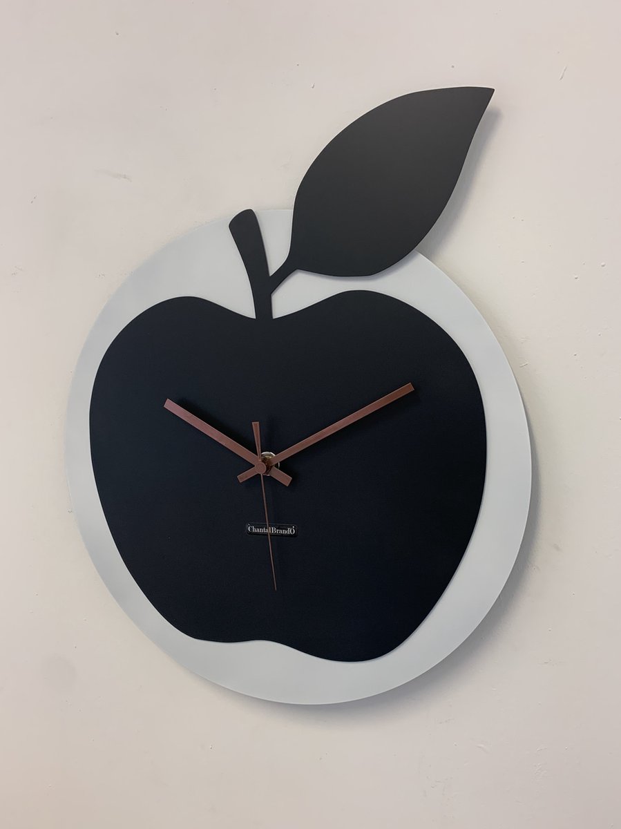 Wandklok ChantalBrandO BLACK APPEL -- MODERN DESIGN --