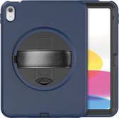 Strap Case - Geschikt voor iPad 2022 Hoes 10e Generatie -10.9 inch (2022) - Zwart Blauw