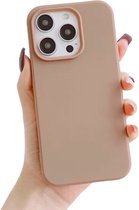 Soft Touch Hoesje - Geschikt voor Apple iPhone 15 Pro - Bruin - Stevig Shockproof TPU Materiaal - Zachte Coating - Siliconen Feel Case - Back Cover