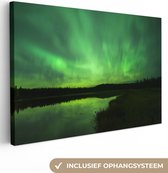 Canvas Schilderij Noorderlicht - Boom - Alaska - 30x20 cm - Wanddecoratie